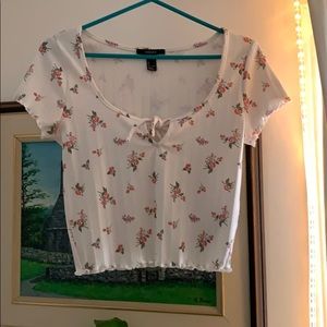 F21 Cropped Floral Baby Tee